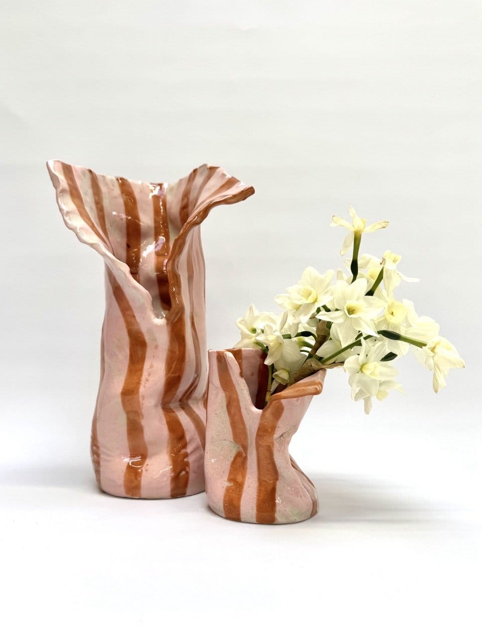 Skinny Crush Vase 'Pink Copper Stripe'