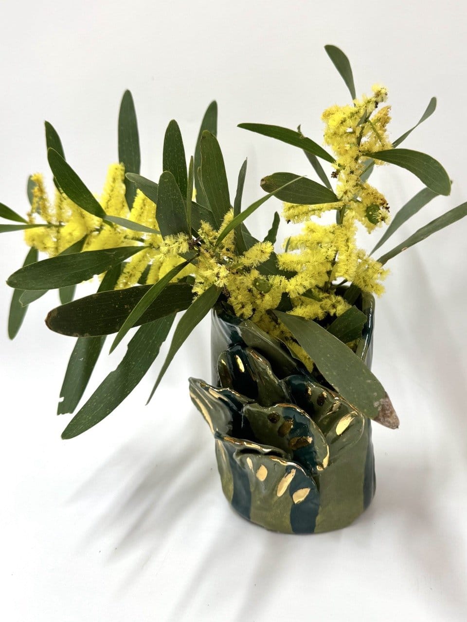 Short Crush Sculptural Vase ' Forest Oriental Gold'