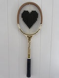 Vintage Tennis Racquet Wall Art - Dark Olive Heart