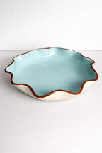 Light Blue Ruffle Bowl With A Dark Brown Rim-Ceramics-Formantics-Greenhouse Interiors Pty Ltd