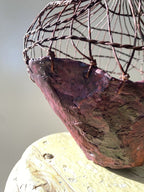 Plaster Of Paris Vessel In Shades Of Burgundy