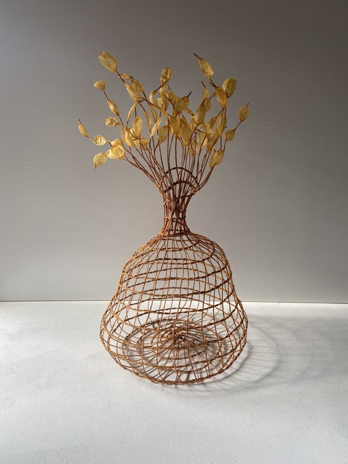 Woven Vase In Yellow Ochre