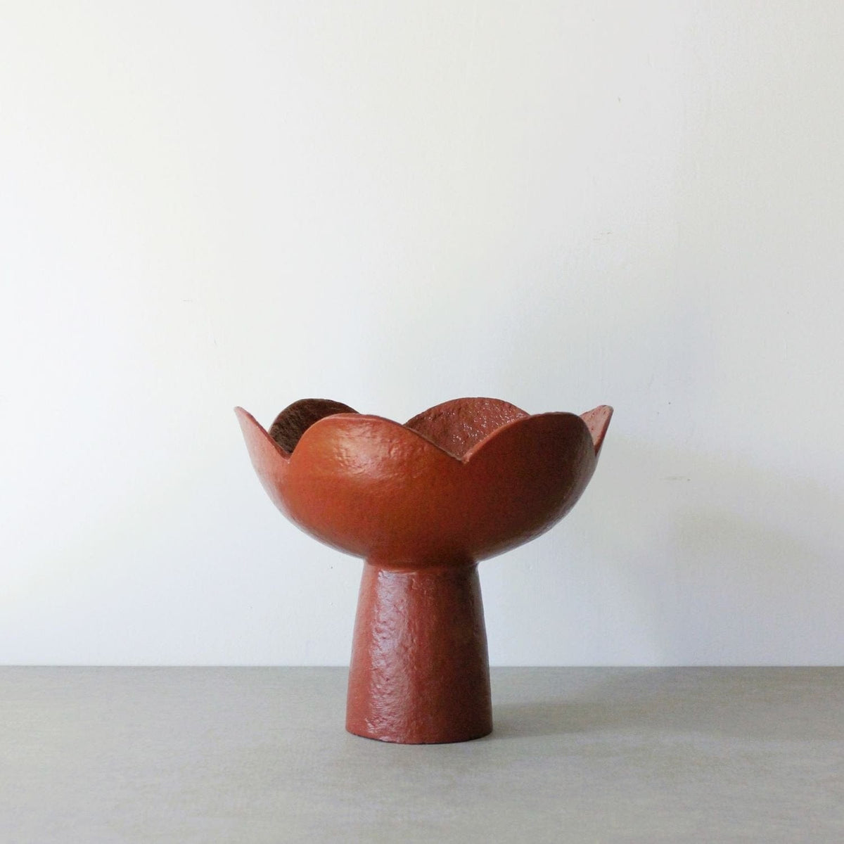 Scalloped Pedestal Bowl - Red Earth