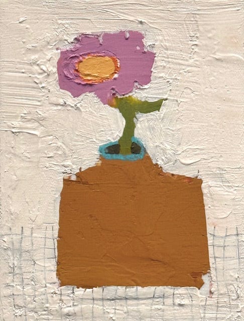 Clay Vessel and A Pink Stem - Original Art