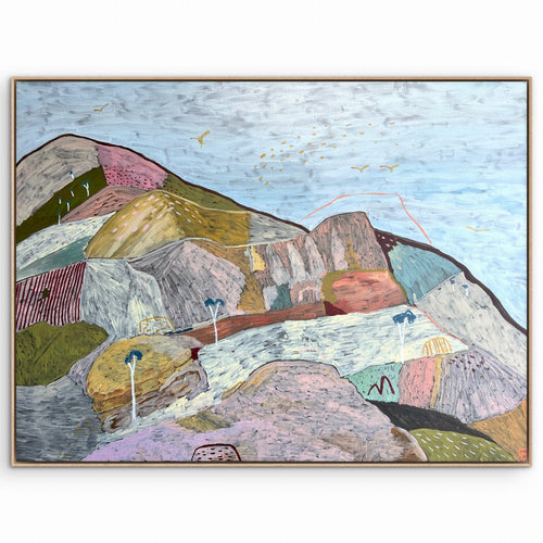 Wes Climbs The Mountain In Yellow Sneakers - Original Painting