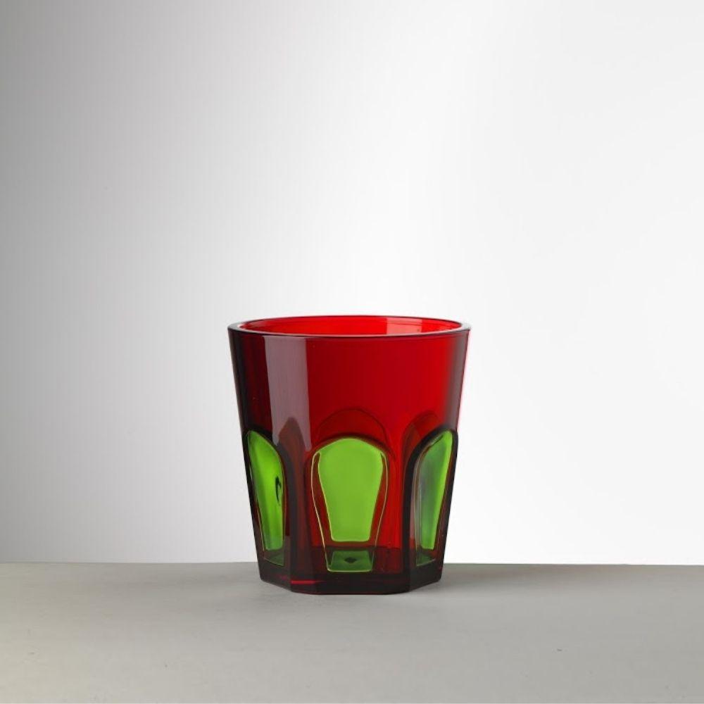 Mario Luca Giusti Gulli Inverse Glass set of 2- Ruby/Green