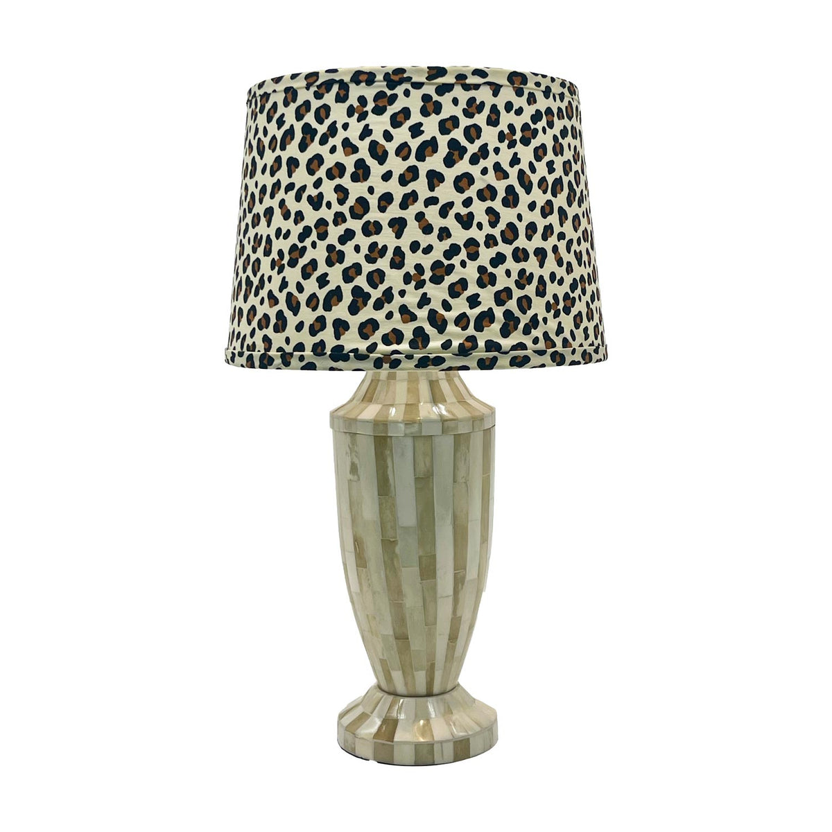 Natural Bone Inlay Lamp with Leopard Shade