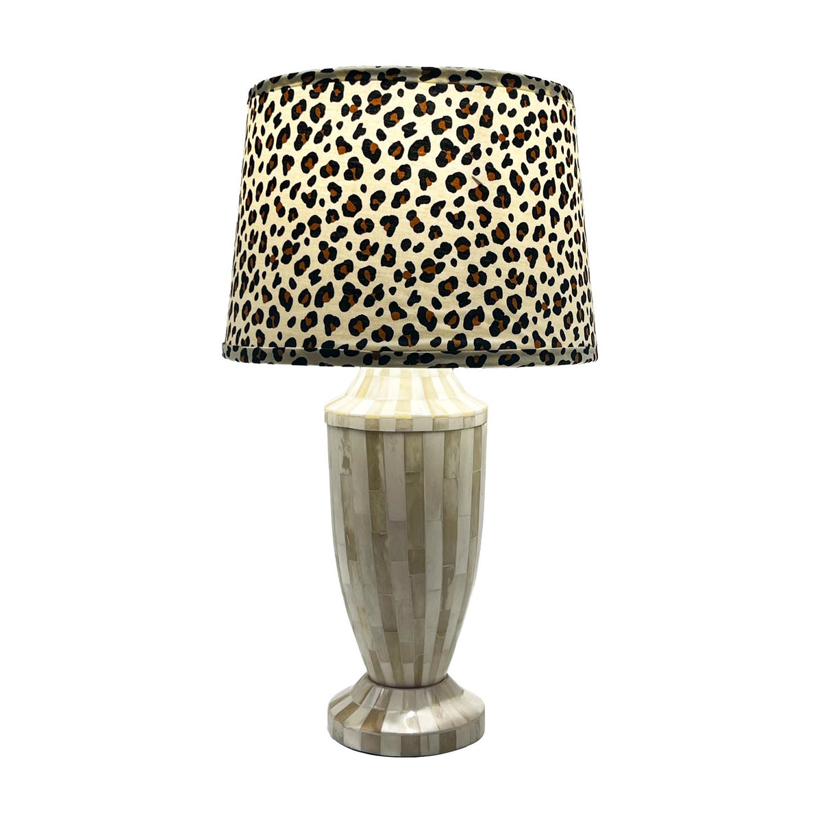 Natural Bone Inlay Lamp with Leopard Shade