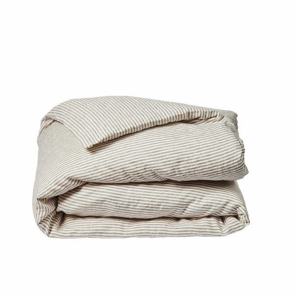 Olive Stripe – Linen Duvet Cover