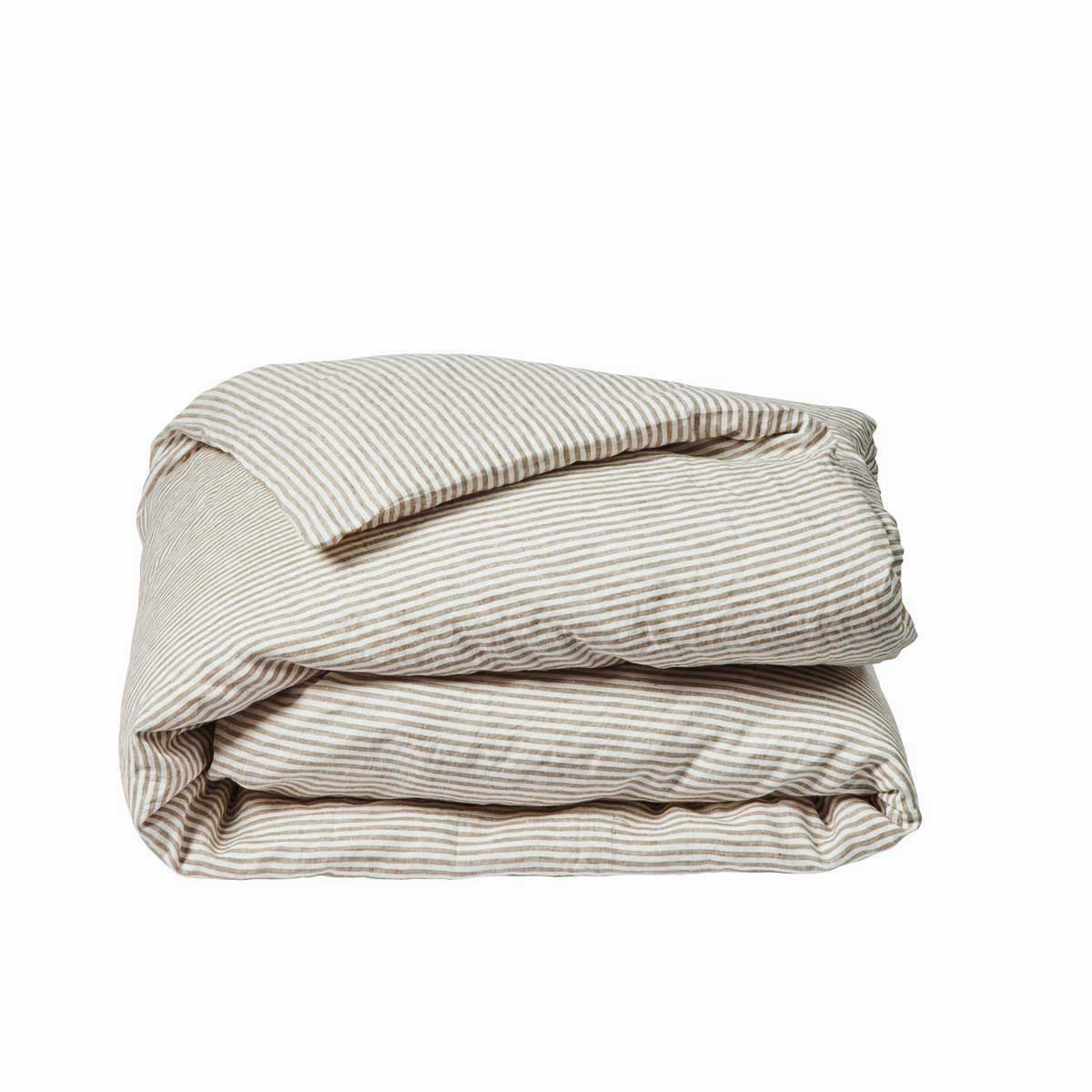 Olive Stripe – Linen Duvet Cover