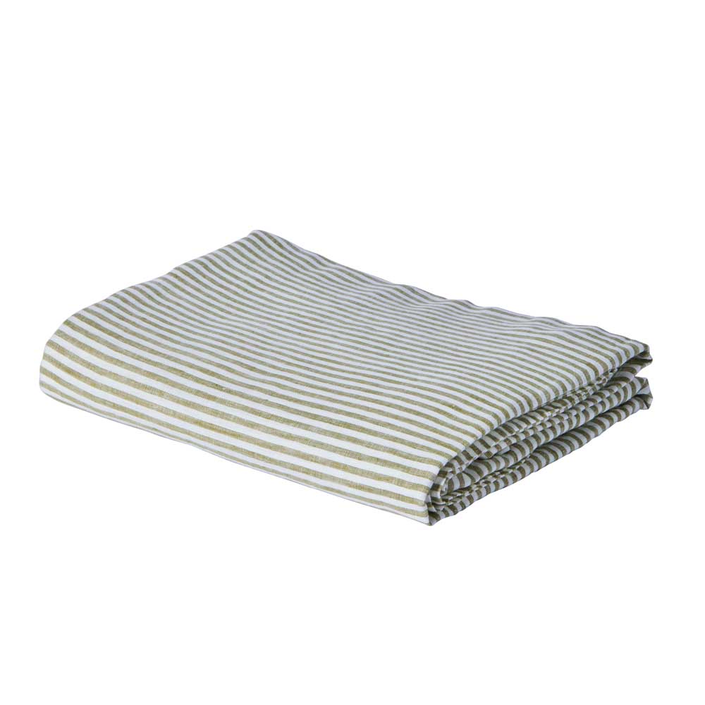 Olive Stripe – Linen Fitted Sheet