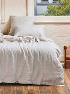 Olive Stripe – Linen Duvet Cover