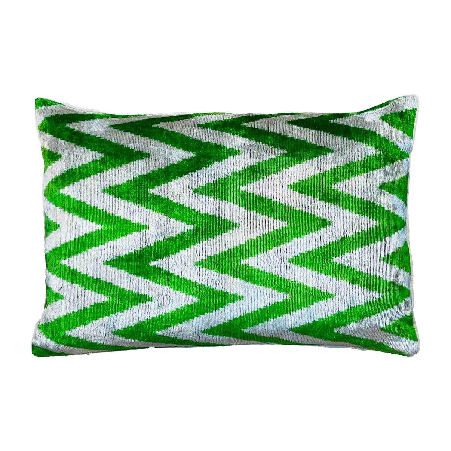 Sultan Silk Cushion in Green Zig-Zag
