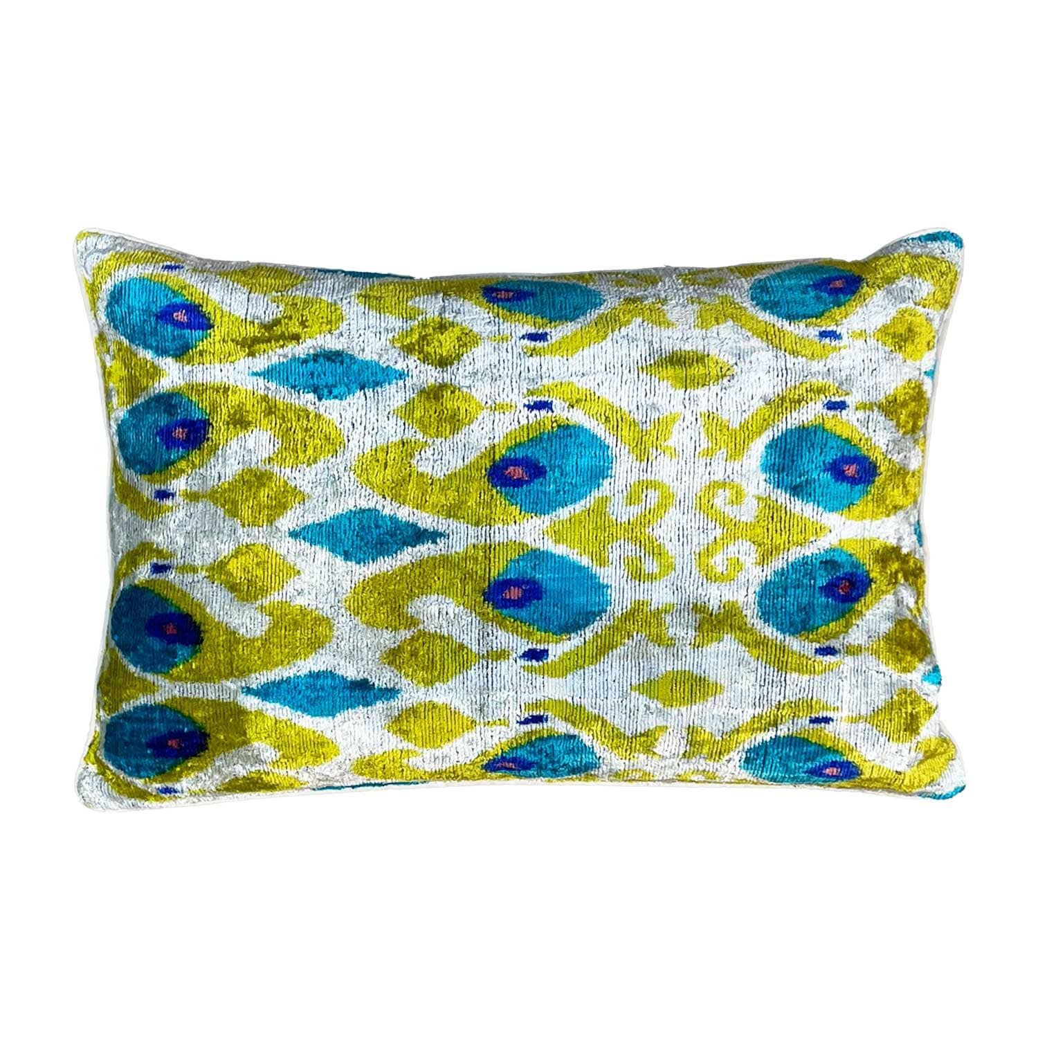 Sultan Silk Cushion in Yellow Flock