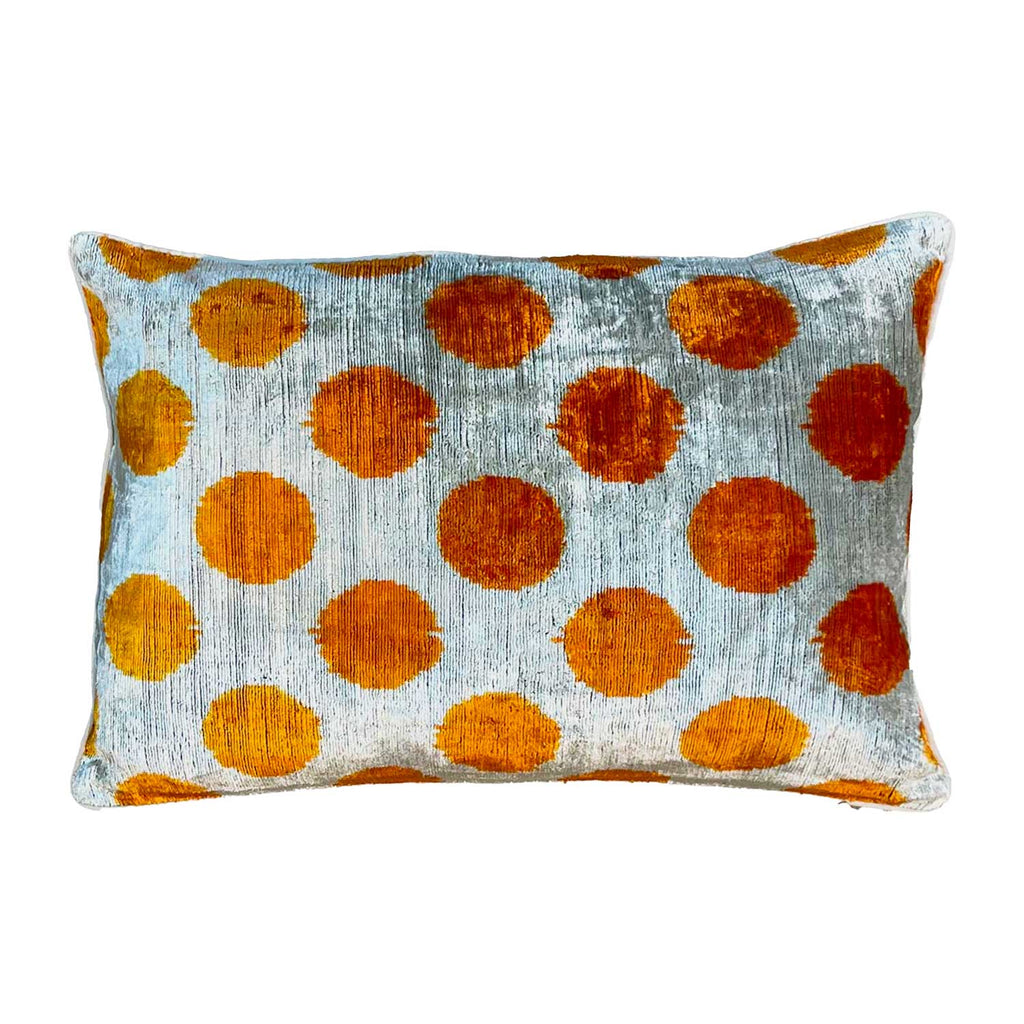Sultan Silk Cushion in Orange Polka Dots