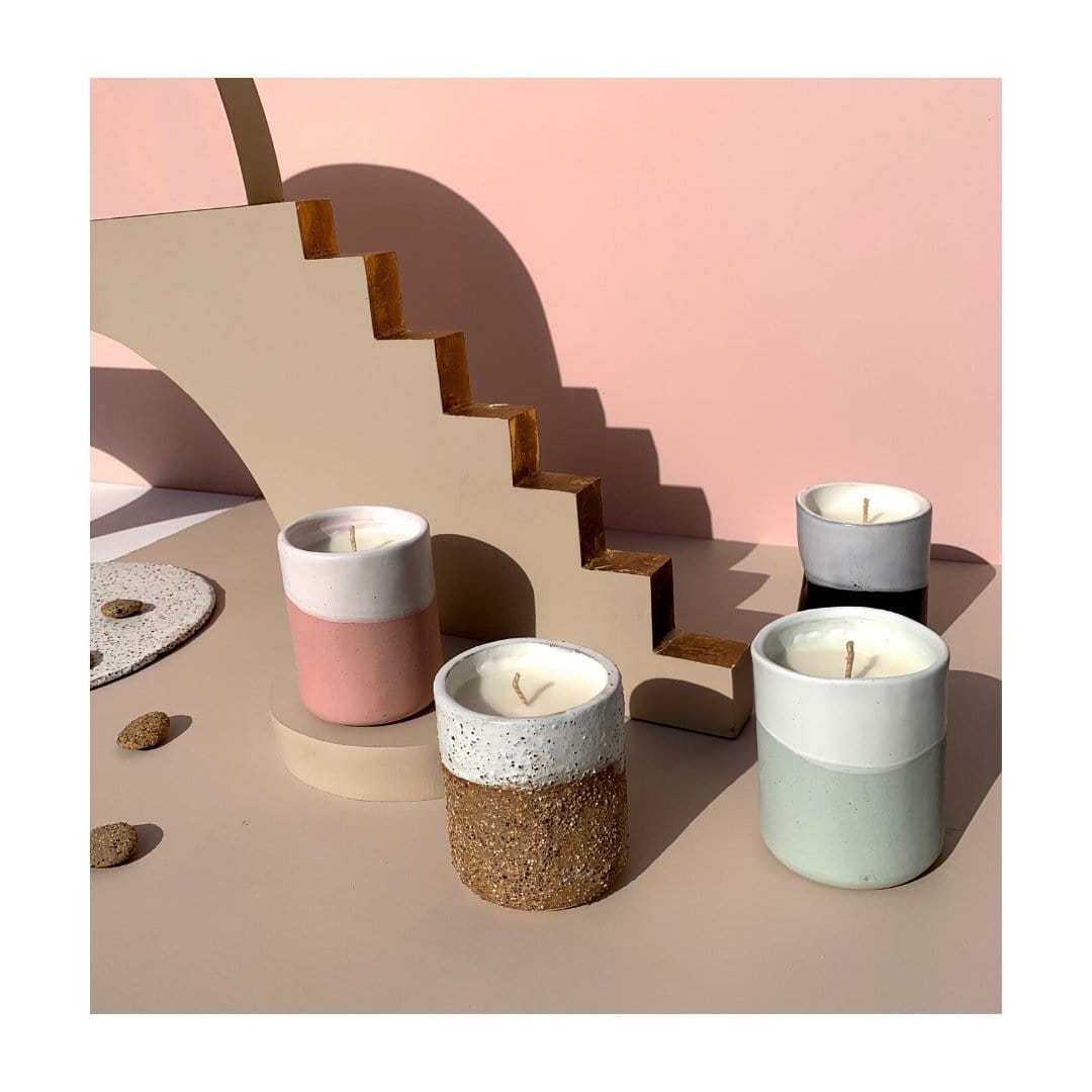 Raku Tall Ceramic Candle-Candles-Kaz Ceramics-Greenhouse Interiors