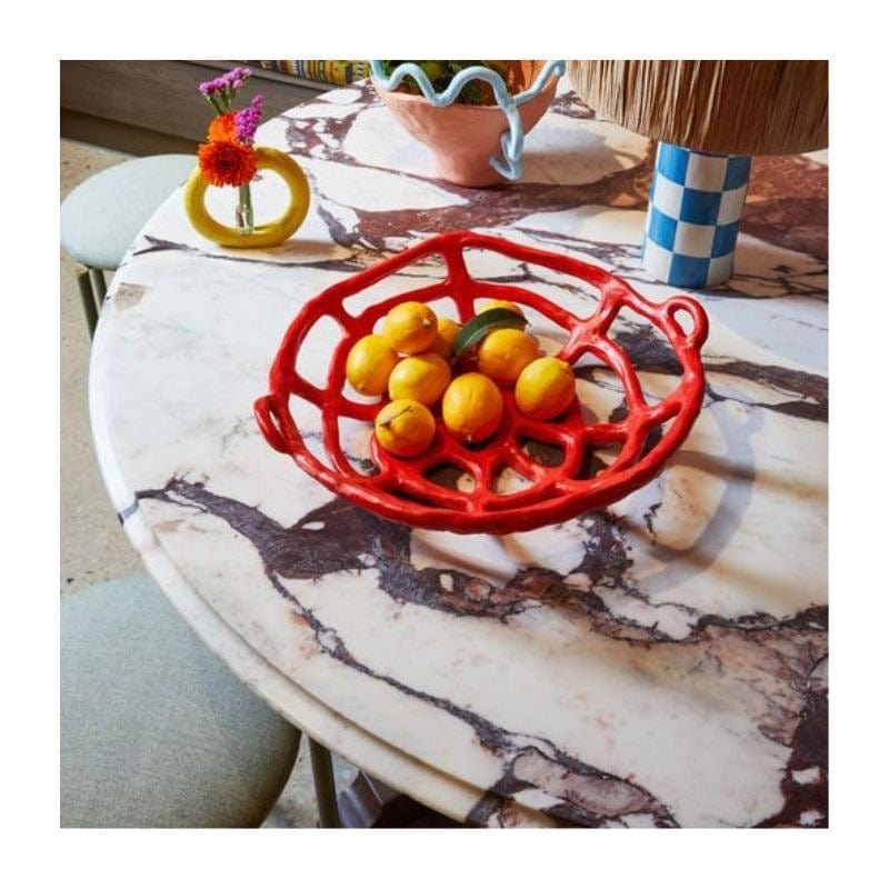 Red Porcelain Fruit Bowl