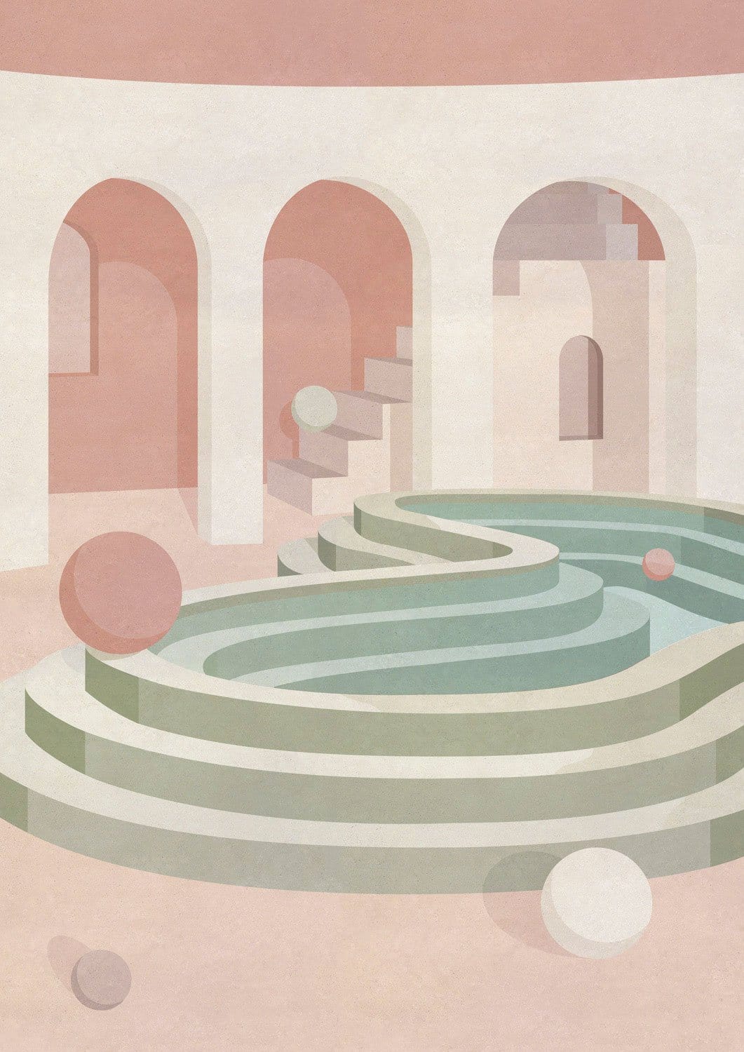 Curved Pool - Limited Edition Print-Prints-Charlotte Taylor-Greenhouse Interiors