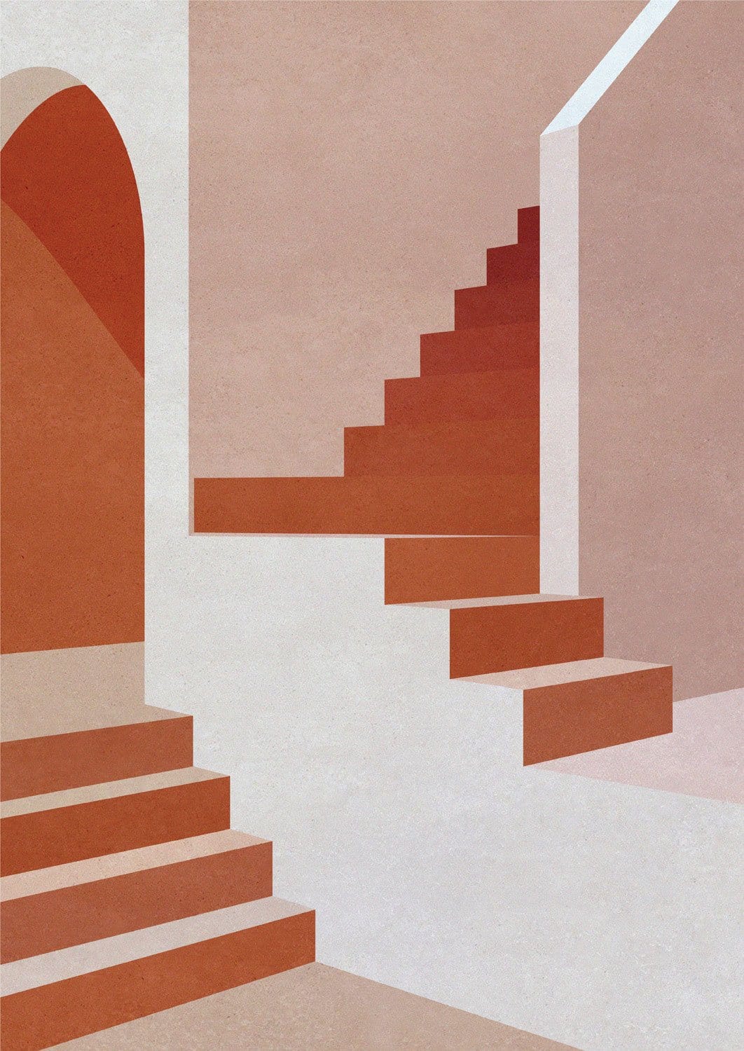 Staircase in Pink - Limited Edition Print-Prints-Charlotte Taylor-Greenhouse Interiors