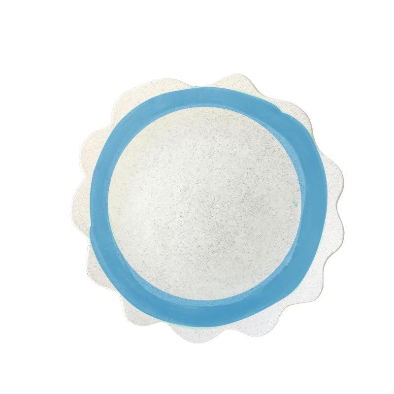 Scallop Blue Rim Dinner Plate-Ceramics-Kaz Ceramics-Greenhouse Interiors