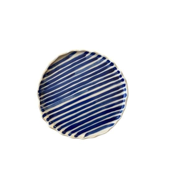 Scallop Rim Dinner Plate - Blue Stripe