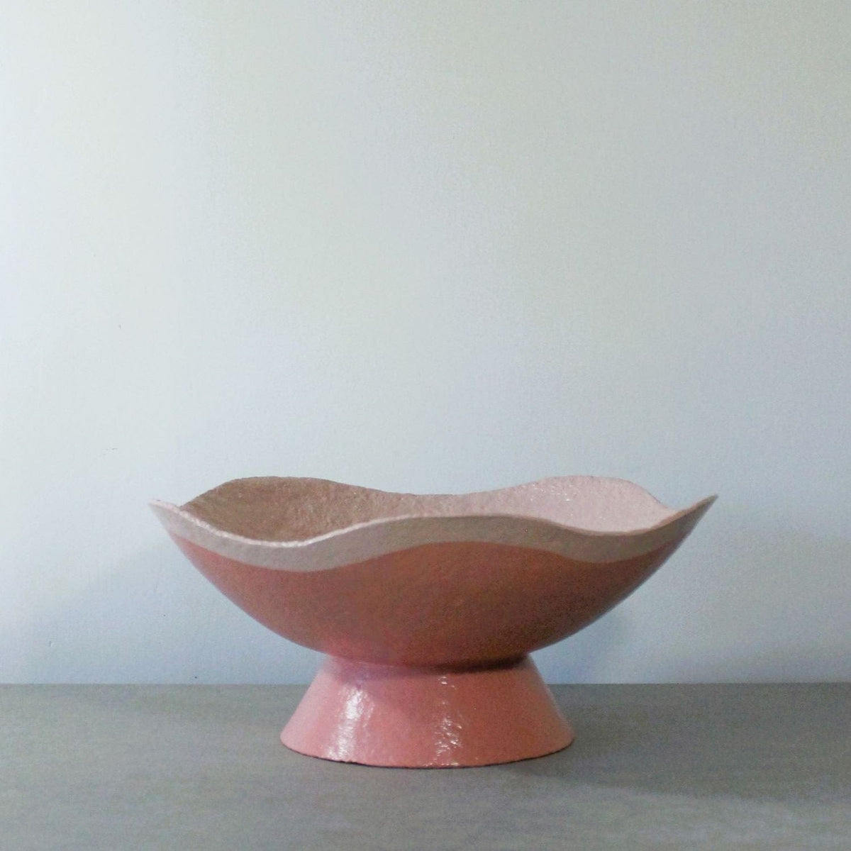 Wavy Pedestal Bowl - Light Pink / Sunset Peach