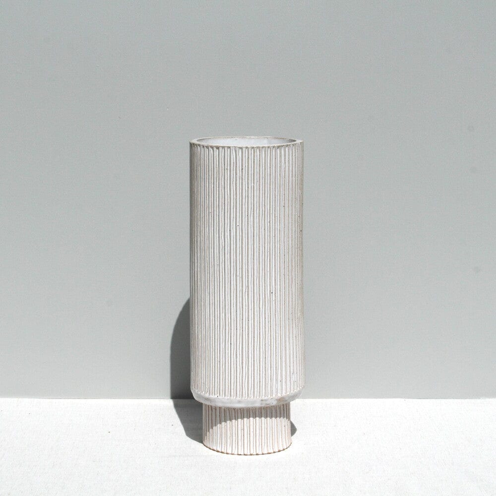 Tall Seriously Fluted Vessel - White