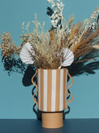 Large White Striped and Buff Vessel
