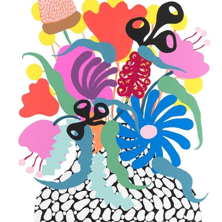 Arrangement II (Black & White Vase With Florals) Print-Prints-Madeleine Stamer-Greenhouse Interiors