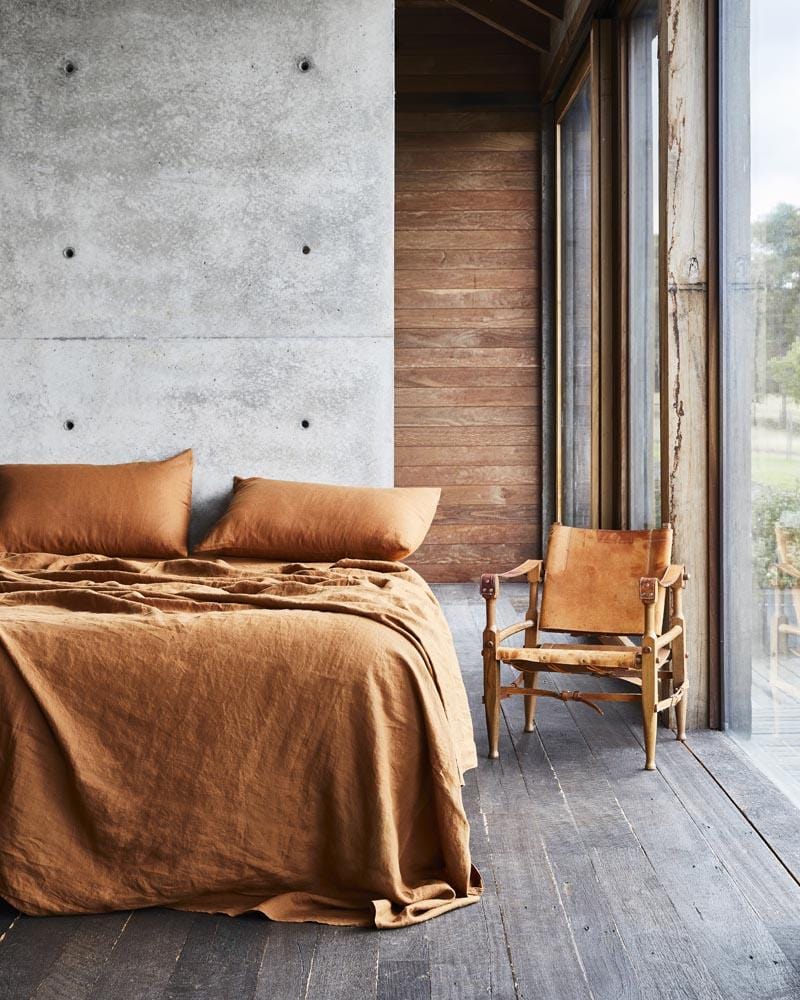 Linen Fitted Sheet - Tobacco