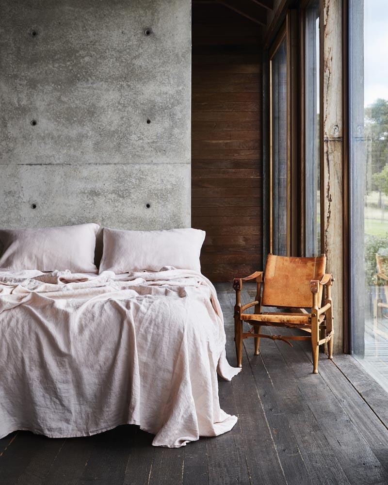 Linen Flat Sheet - Blush Pink