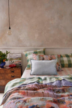 Gem Velvet Cushion - Peach & Ice Blue