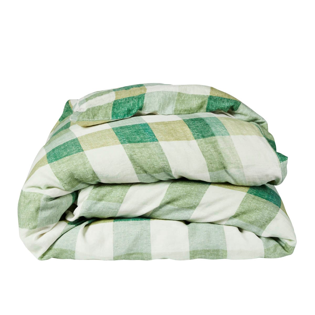 Green Check – Linen Duvet Cover