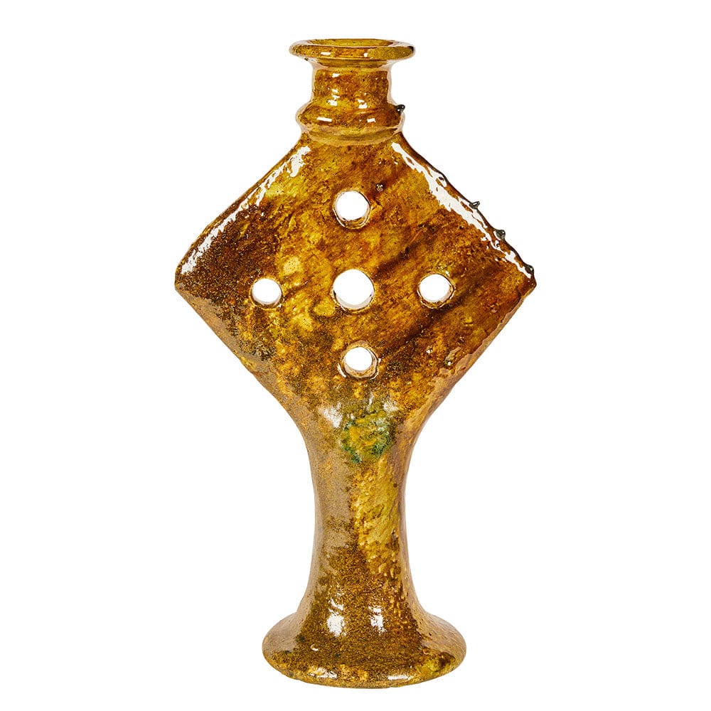 Moroccan Tamegroute Diamond Candle Holder - Ochre
