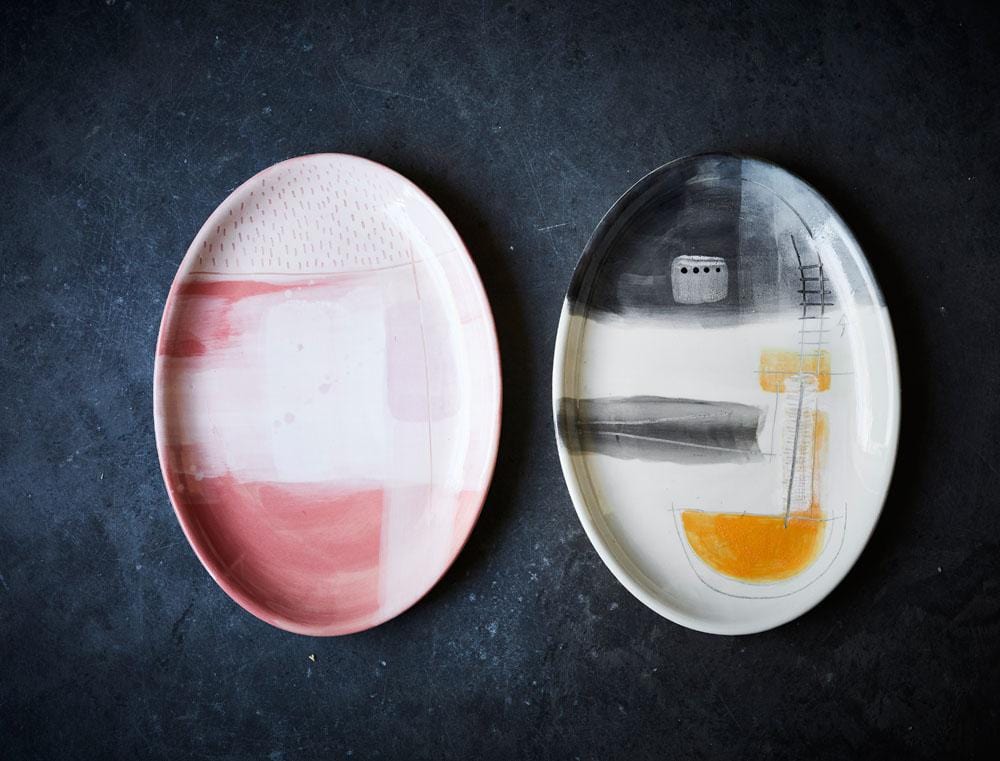 Large Art Series Plate - Pink-Ceramics-Kaz Ceramics-Greenhouse Interiors