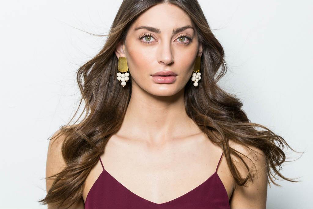 Kali Short Shield, 7 Bead Earrings Greenhouse Interiors