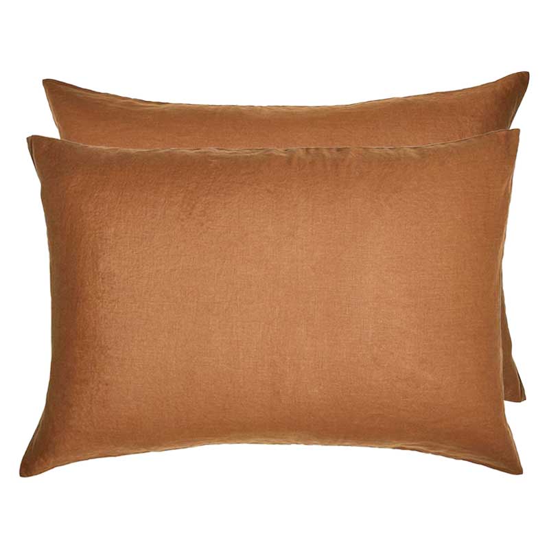 Linen Standard Pillowcase Set - Tobacco-Bedding-Greenhouse-Greenhouse Interiors