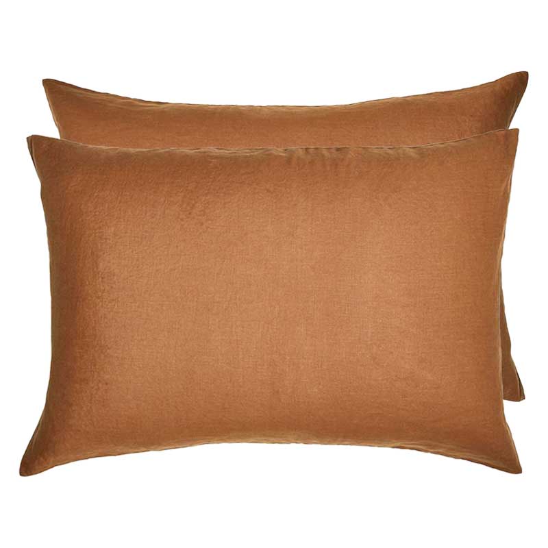 Linen Standard Pillowcase Set - Tobacco-Bedding-Greenhouse-Greenhouse Interiors