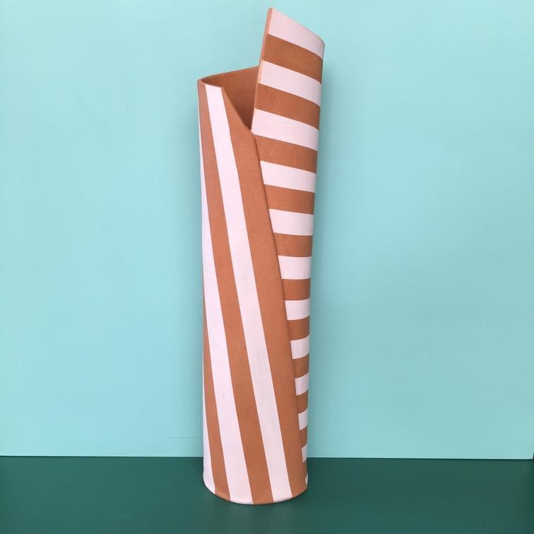 Terracotta and Pink Striped Vessel - Ceramics-Ceramics-Formantics-Greenhouse Interiors