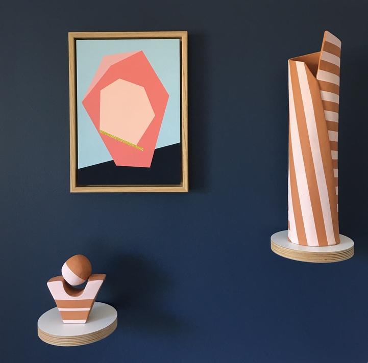 Terracotta and Pink Striped Vessel - Ceramics-Ceramics-Formantics-Greenhouse Interiors