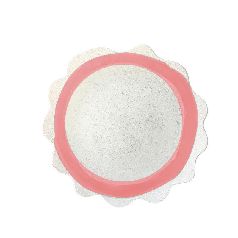 Scallop Pink Rim Dinner Plate-Ceramics-Kaz Ceramics-Greenhouse Interiors