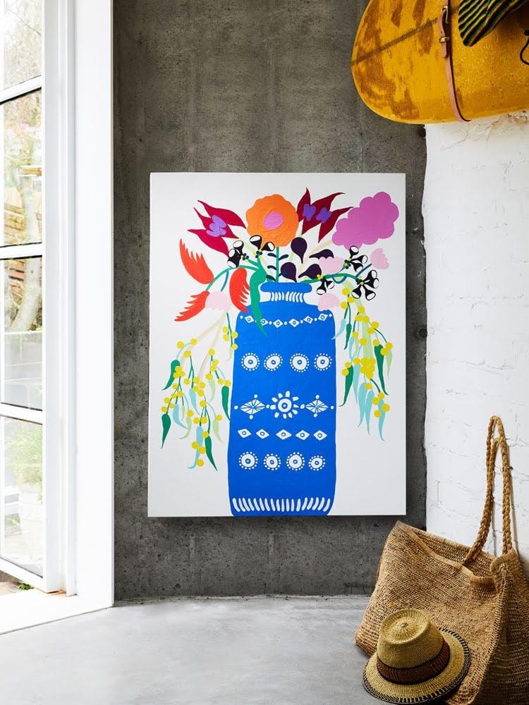 Arrangement I (Blue Vase With Florals) Print-Prints-Madeleine Stamer-Greenhouse Interiors