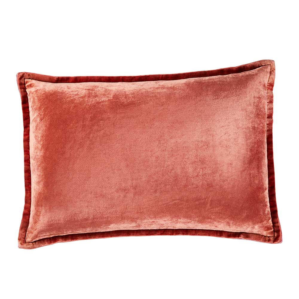 Gem Stone Washed Velvet Cushion - Coral &amp; Pink Icing