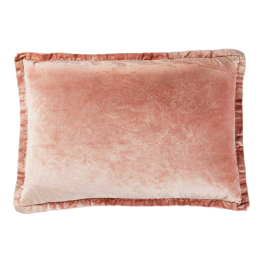 Gem Stone Washed Velvet Cushion - Coral &amp; Pink Icing