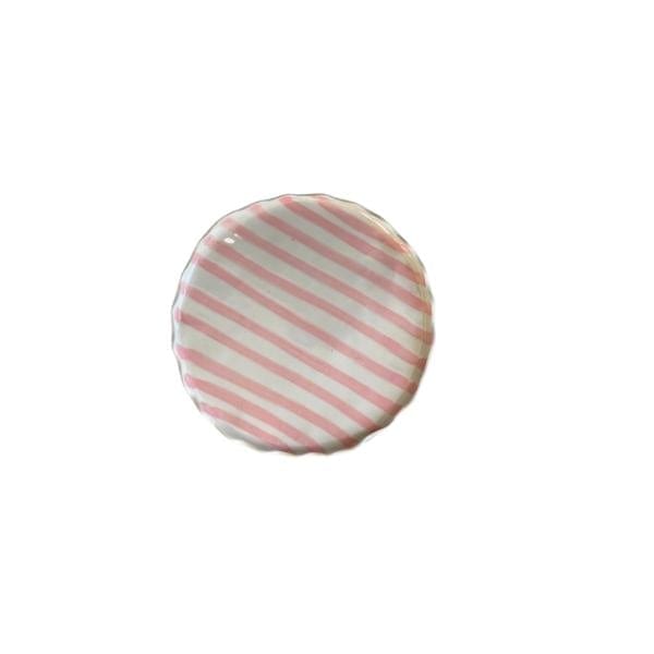 Scallop Rim Dinner Plate - Pink Stripe