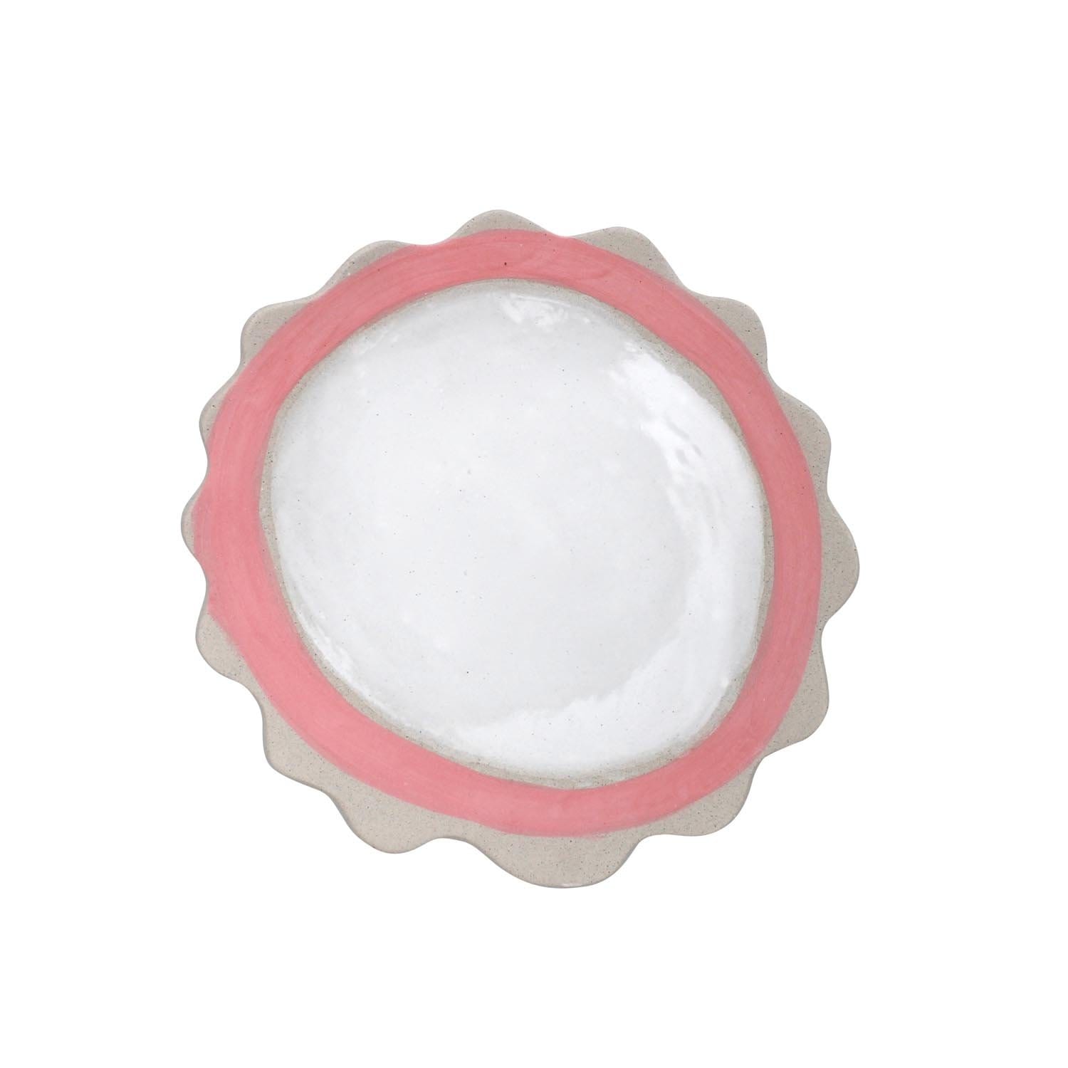 Scallop Pink Rim Large Platter-Ceramics-Kaz Ceramics-Greenhouse Interiors