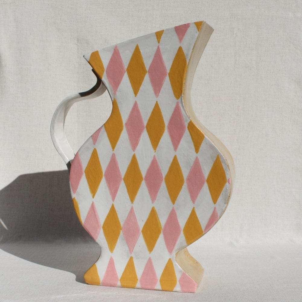 Harlequin Vessel In Pink And Mustard
