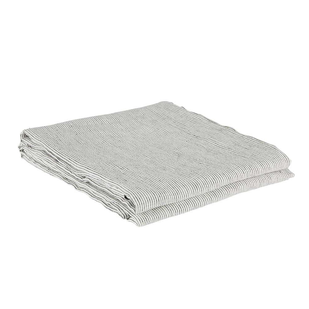 Black Pinstripe – Linen Flat Sheet
