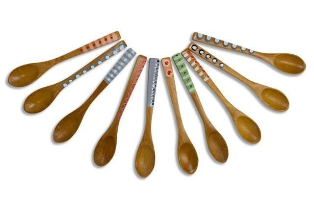Hand Painted Wooden Spoons - Set of 5-Kitchenware-Kaz Ceramics-Greenhouse Interiors